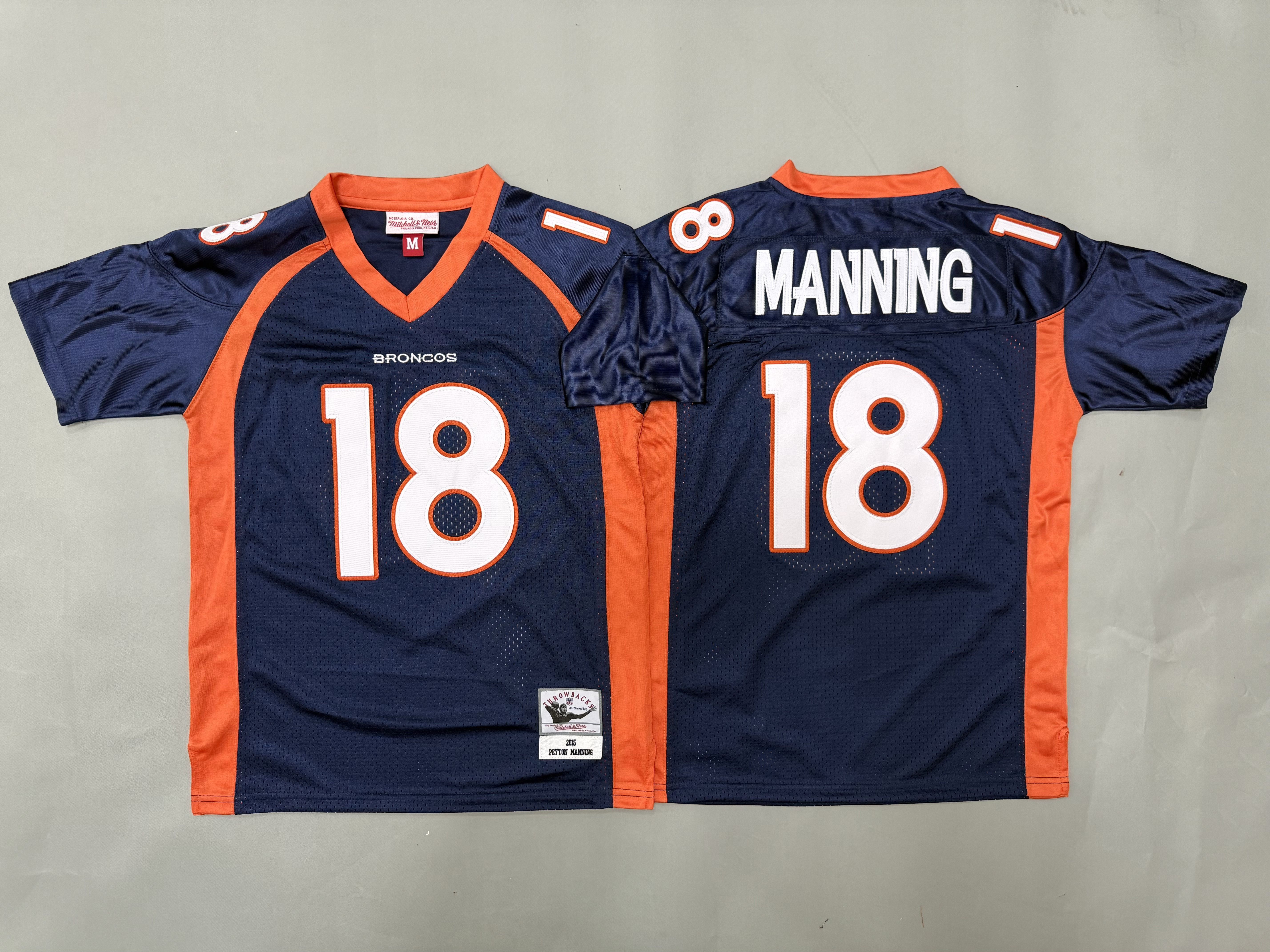 Youth 2026 Denver Broncos #18 Manning blue Throwback Limited NFL Jersey style 01->youth nfl jersey->Youth Jersey